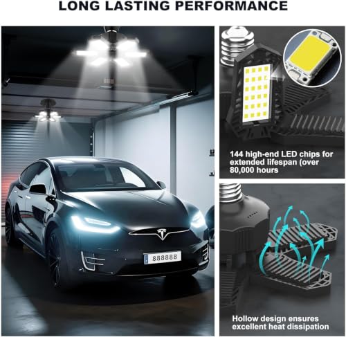 Led Garage Light180W Led Garage Ceiling Light 18000LM Led Shop Light 6500K Super Bright Deformable Garage Led Lights Ceiling Led Lights for Garage Light E26 E27 Garage Lights for Basement Attic