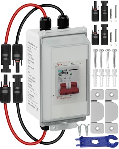 CNLONQ Solar PV Disconnect Switch 20~63A 1000V DC Miniature Circuit Breaker IP66 Waterproof with PV Connector and Install Hook for RV