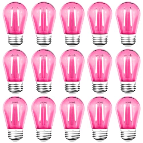 15 Pack S14 LED Pink Light Bulbs (Pink)