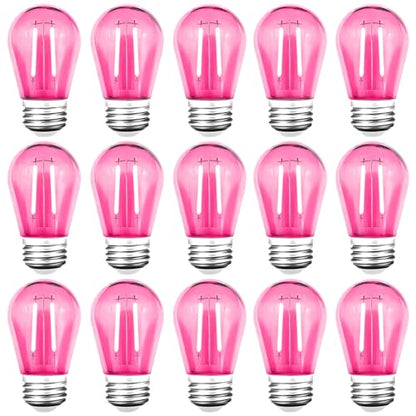 15 Pack S14 LED Pink Light Bulbs (Pink)