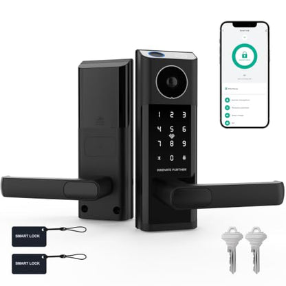 Smart Door Lock with Video Doorbell & Fingerprint (Jet Black)