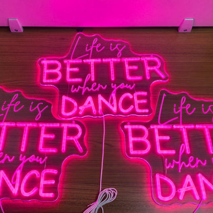 Life Is Better When You Dance Neon Sign Dancing Home Wall Decor 16.3"x12.6" (BETTER DANCE)