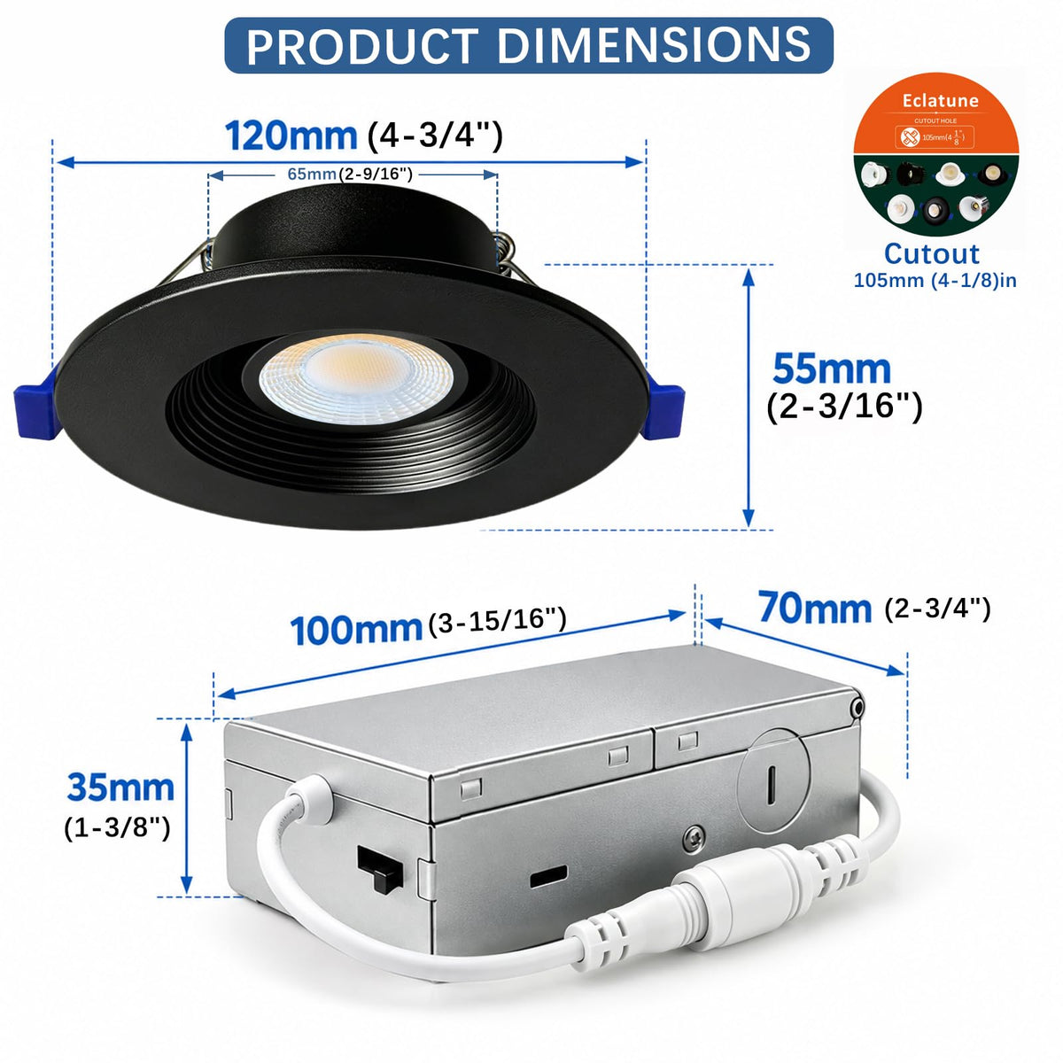 4 Inch Black LED Eyeball Gimbal Recessed Light (6P-Black / 4 Inches Anti-glare)