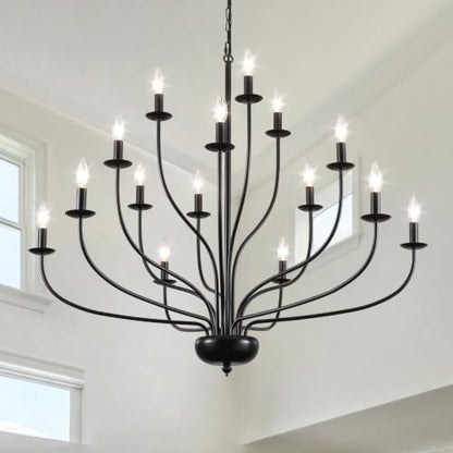 12 Light Black Farmhouse Chandelier