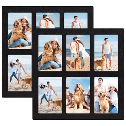 4x6 Picture Frame Collage Set of 2 (Rustic Black / 13x13in (2Pack))