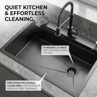 Black Drop in Kitchen Sink (28in*18in)