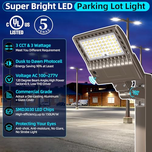 LED Parking Lot Lights Arm & Slip Fitter Mount Dusk to Dawn
