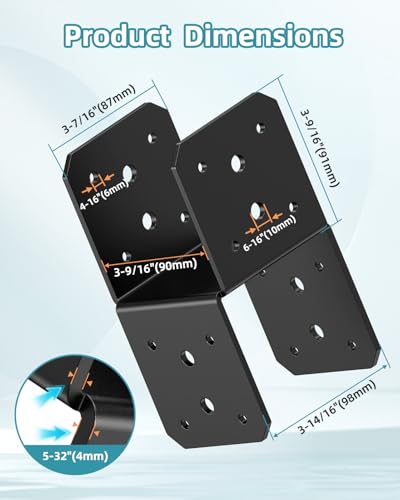 4x4 Post Bracket Kit for Wood Posts (Black)