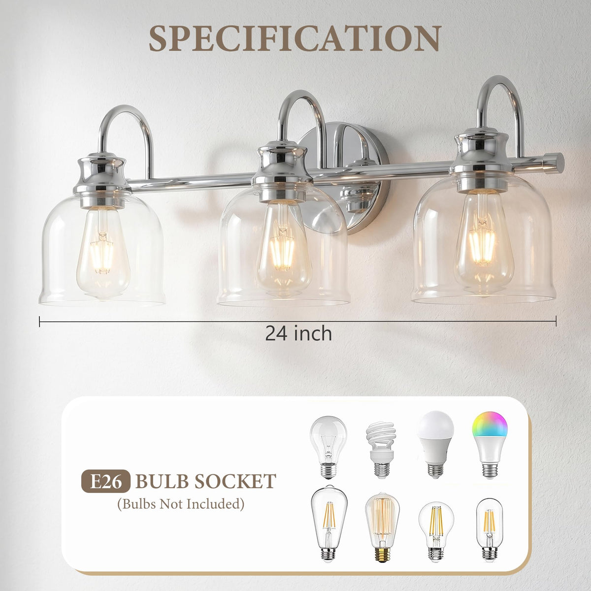 3 Lights 24" Bathroom Vanity Light Fixtures (Chrome / 3 Lights)