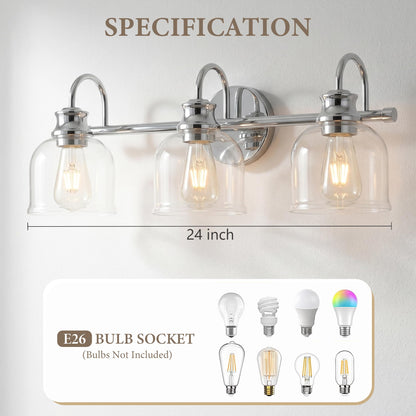 3 Lights 24" Bathroom Vanity Light Fixtures (Chrome / 3 Lights)