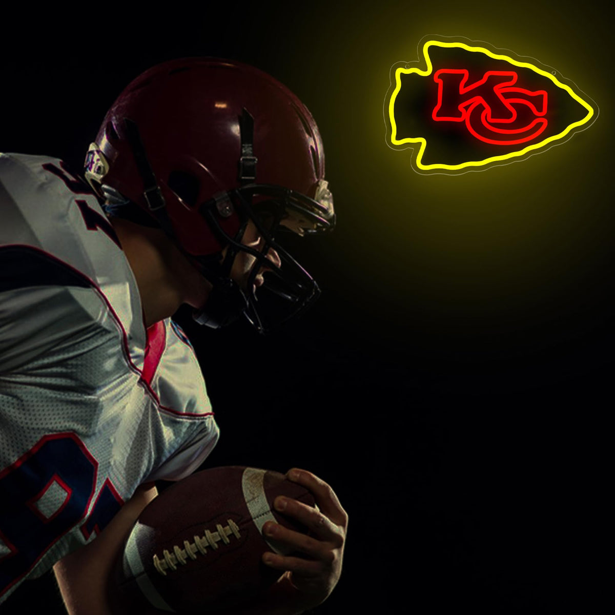Football Neon Sign for Wall Decor Football Team Led Neon Light for Man Cave (Yellow-AB)