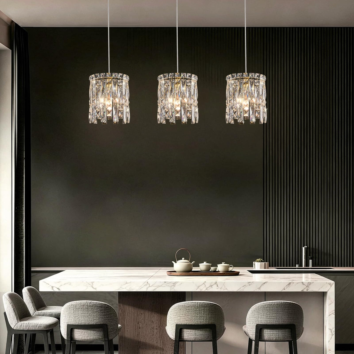 Gold Mini Crystal Chandelier Pendant Light (Gold / 7inch)