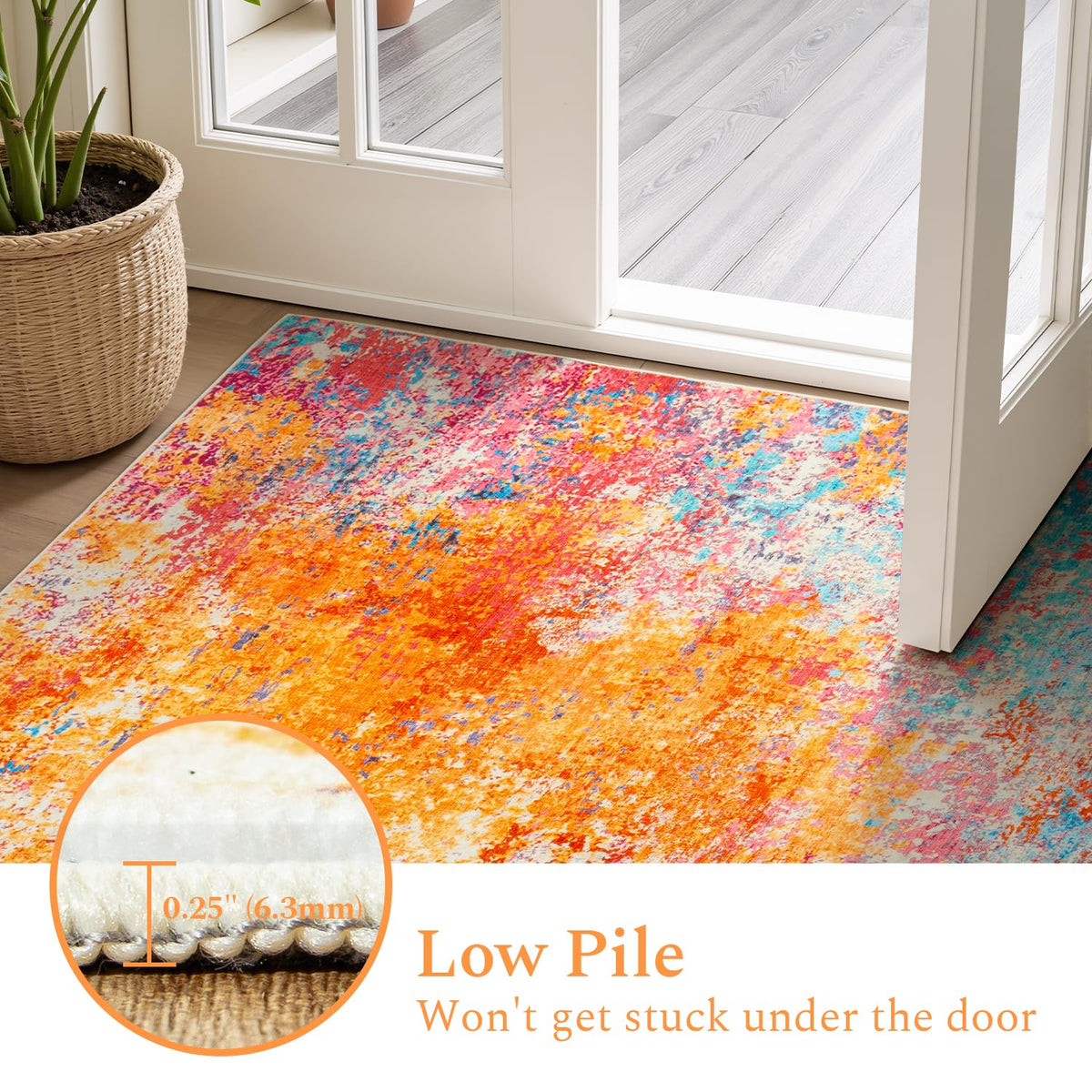 Washable 4ft Round Area Rug (Colorful / 4' (Round))