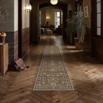 Hallway Runner Rugs 3x8 Brown Vintage Rug (Retro | Brown / 3' x 8' (Runner))
