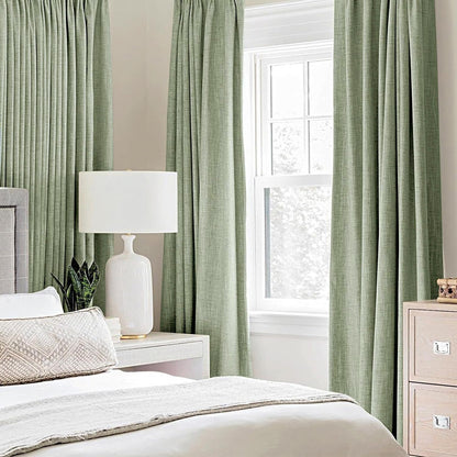 100% Blackout Linen Curtains for Bedroom 52x45 Inches Sage Green (Sage Green / 52"W x 45"L (Pack of 2))