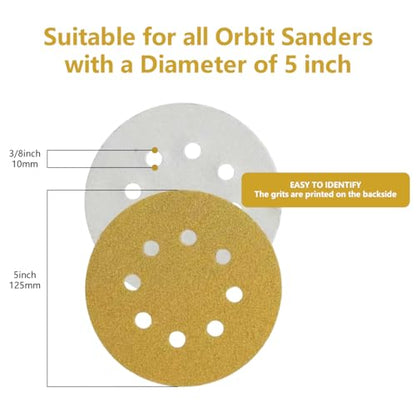 100 PCS 5 Inch Sanding Discs 150 Grit 8 (150 Grit-100pcs)
