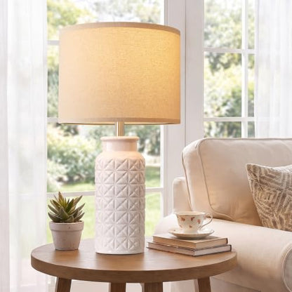 22.6" Modern Ceramic Bedside Lamps Set of 2