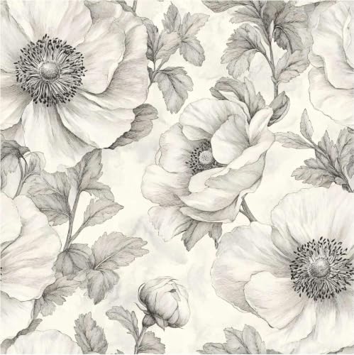 Gray Floral Peel and Stick Wallpaper