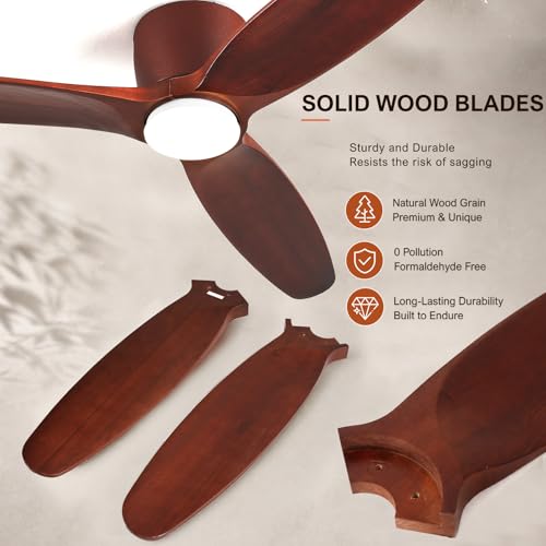 52" Wooden Ceiling Fan with Light