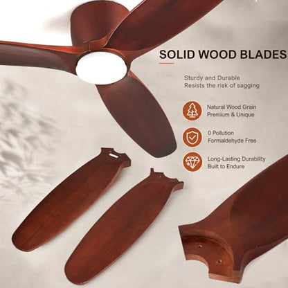 52" Wooden Ceiling Fan with Light