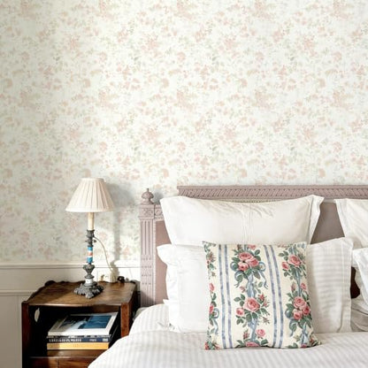 Peel and Stick Wallpaper Pink Floral Contact Paper 17.3 x 78.7in (17.3" x 78.7" / Pink and White)
