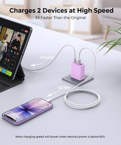 40W Type C Fast Charger Block (2Pack GRed PPurple / 40W)