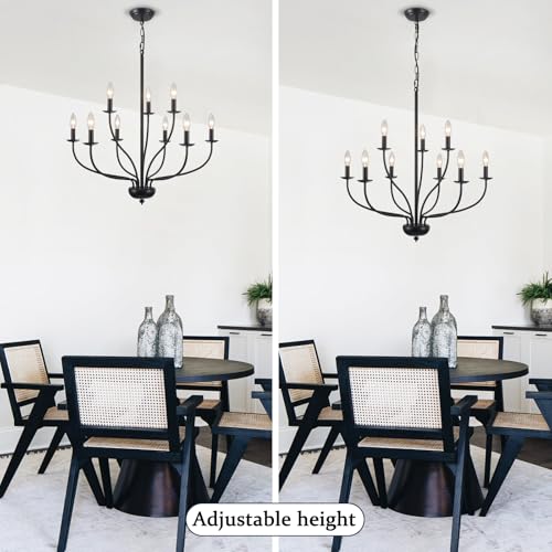 12 Light Black Farmhouse Chandelier
