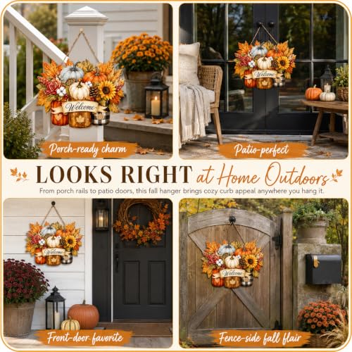 Fall Door Decor Wooden Welcome Sign