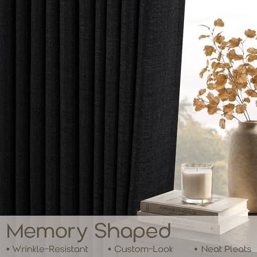 Short Black Light Filtering Pinch Pleated Cafe Curtains 24 Inches Long (Black / 40"W x 24"L (Pack of 2))