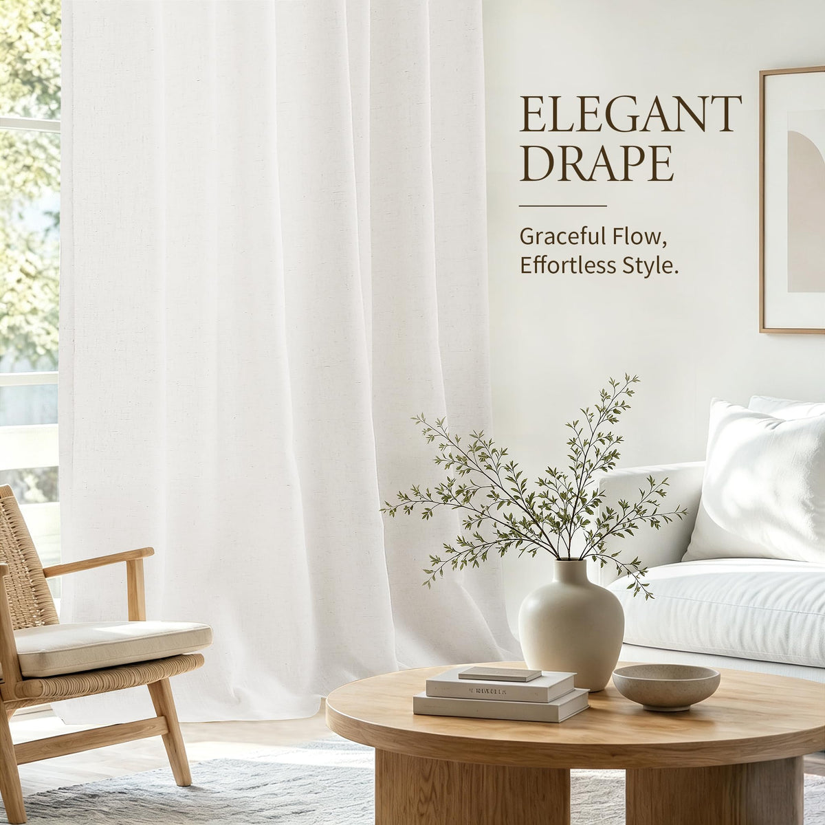 Natural Linen Curtains 85 Inches Long 2 Panels for Living Room (Natural / 50"W x 85"L (Pack of 2))