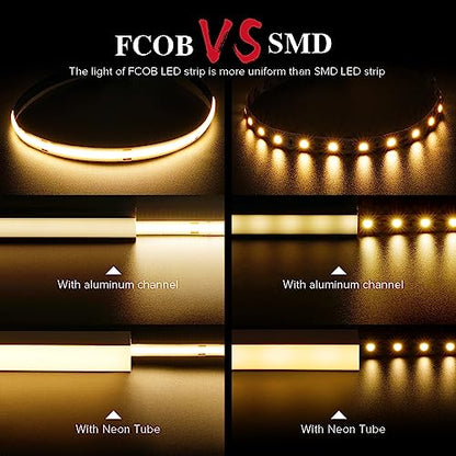 FCOB COB LED Strip Light Warm White 3000K (Warm White 3000K / 16.4FT)