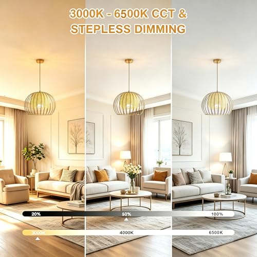 Pendant Light Fixtures Modern Round Chandelier with Remote Control Included E26 Bulb for Living Room