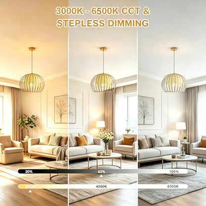 Pendant Light Fixtures Modern Round Chandelier with Remote Control Included E26 Bulb for Living Room
