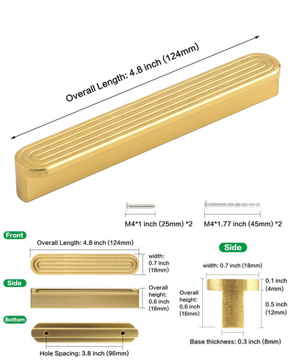 5 Pack Gold Kitchen Cabinet Handles 3 (3.8" Hole Center)