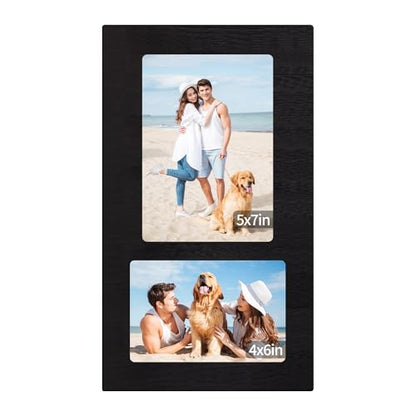 4x6 and 5x7 Collage Picture Frame (Rustic Black / 7.5x13in (1Pack))