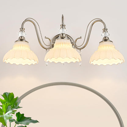 Brushed Nickel Bathroom Vanity Light (Nickel and White / 3-Light)