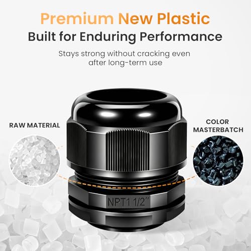 NPT Cable Gland Waterproof IP68 Nylon Cable Pass Through Cord Grip Connector Strain Relief Wire Grommet