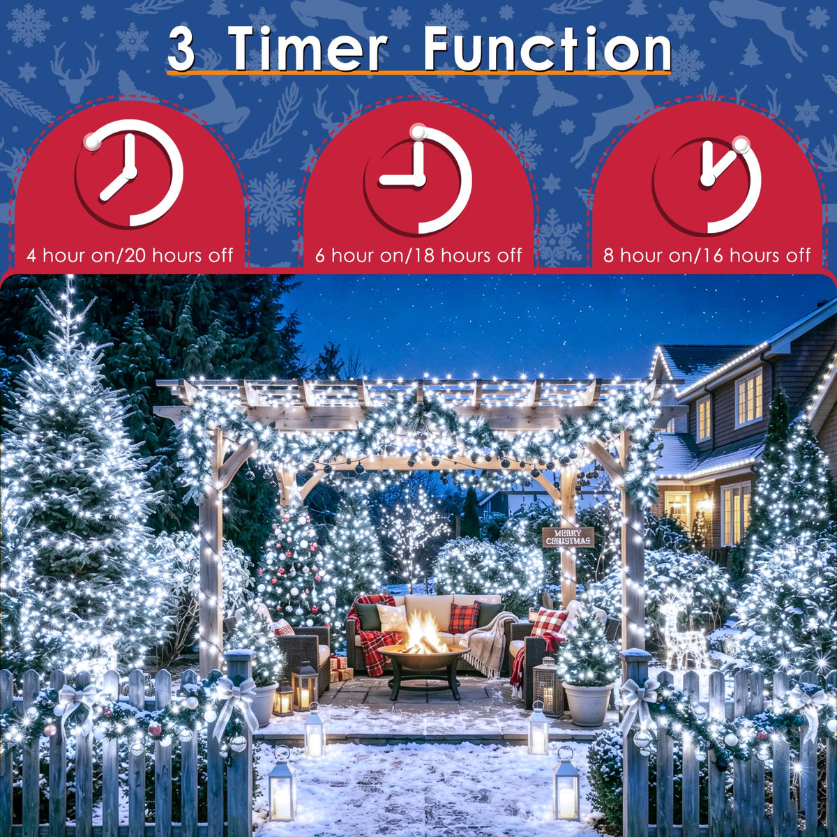 300 LED Christmas Lights Outdoor 98 FT Cool White Remote and Plug (Cool White / 300 LED)
