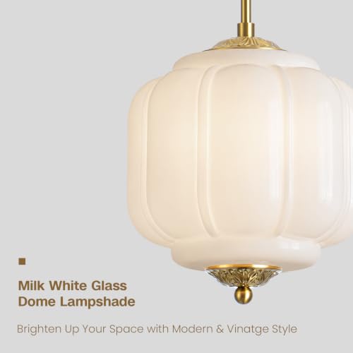 Vintage Milk Glass Ceiling Light (Gold/Milk White)