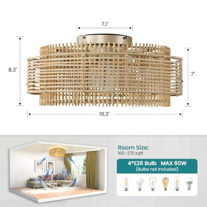 Boho ceiling fan with light