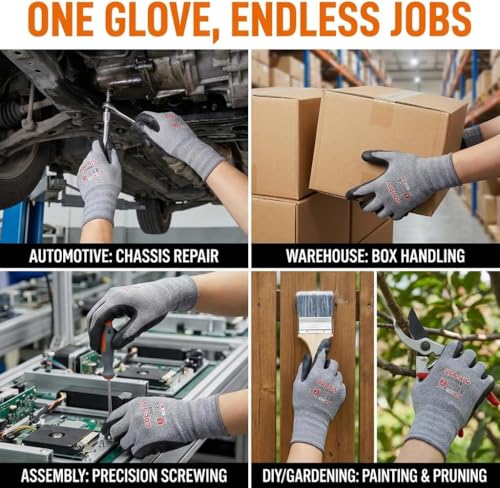 Work Gloves Nitrile Foam Coated 12 Pairs
