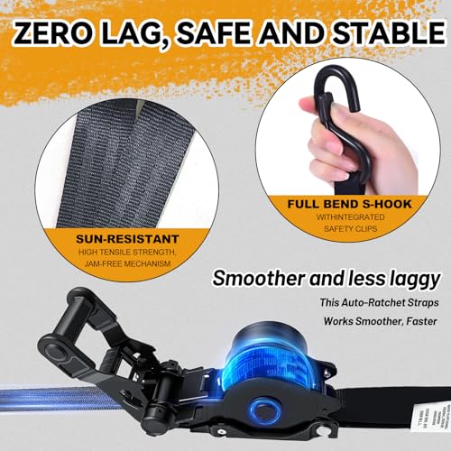 1800LB Retractable Ratchet Straps with Soft Loops