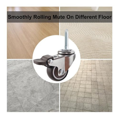 Swivel Stem Caster Wheels Set of 4 TPR Non