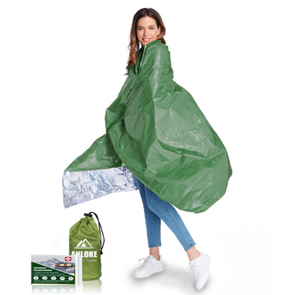 Emergency Blanket Mylar Thermal Blanket (Green-4 Pack)