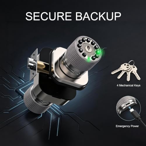 IU62 Dual Sided Keyless Keypad Door Knob with Mechanical Key & USB