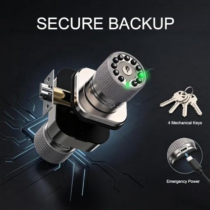 IU62 Dual Sided Keyless Keypad Door Knob with Mechanical Key & USB