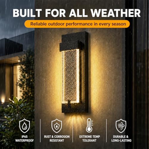 5CCT Modern Outdoor Wall Lights with Bubble Glass