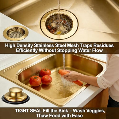 5-in-1 Garbage Disposal Flange Set – Complete Kit with Sink Strainer, Splash Guard, Stopper & Rubber Gasket – Fits 3-1/2 Inch Sink Drain – Multiple Colors