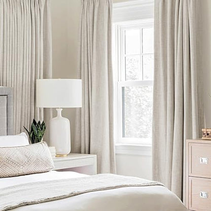 100% Blackout Linen Curtains for Bedroom 52x108 Inches Birch (Birch / 52"W x 108"L (Pack of 2))