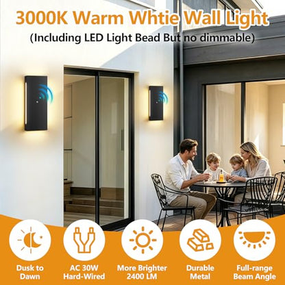 Dusk to Dawn Outdoor Modern Wall Light Black Wall Sconce